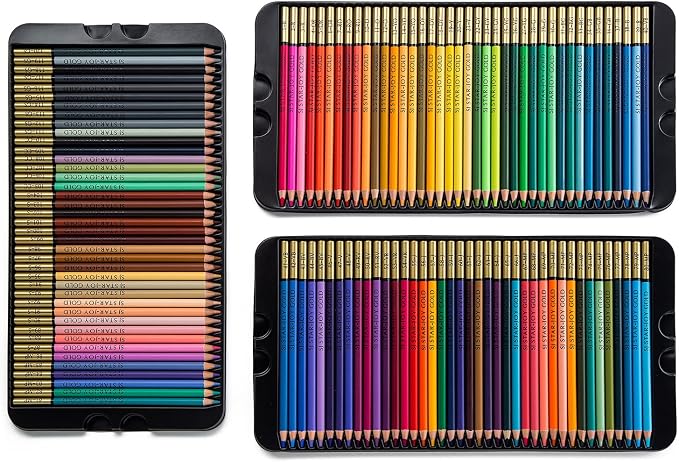 SJ STAR-JOY Gold Edition 120 Colored Pencils for Adult Coloring, Premier Color Pencils for Layering Shading Blending, Holiday Gifts for Artist Drawing, Oil Based Colored Pencils
