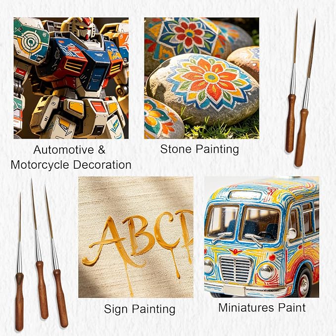 5Pcs Ox Ear Painting Detail Paint Brushes,Long Liner Brushes Fine Point Tip Pinstriping Scroll Outlining Brush Artist Paintbrush for Artists Beginners Watercolor Acrylic Painting