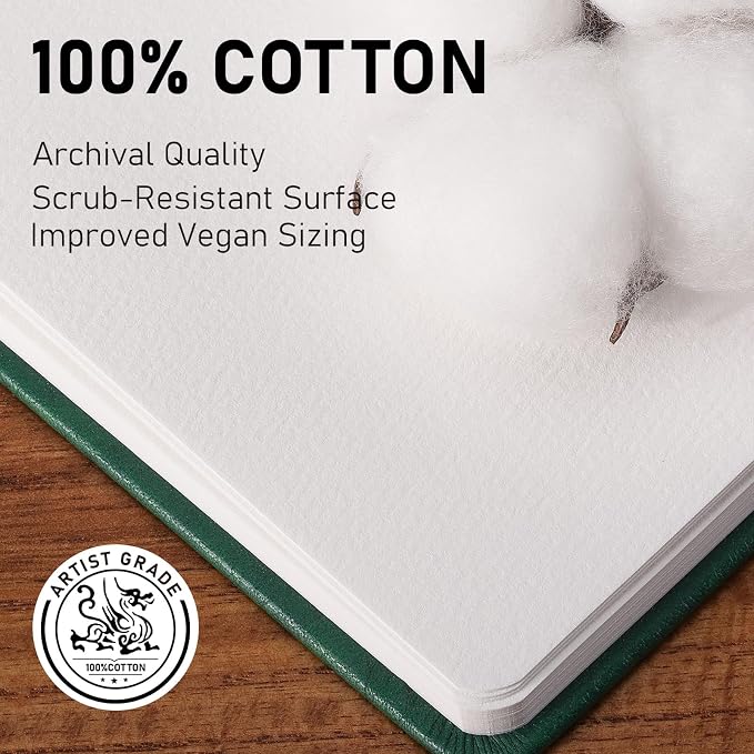 FLUNBRATO Artist-Grade Watercolor Sketchbook,100% Cotton, 6.9 x 9.8 in