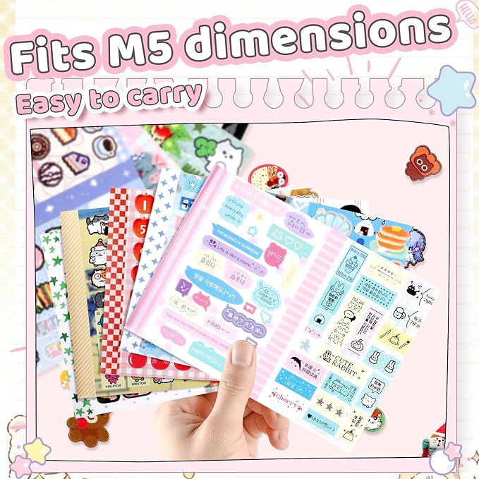 Tmtains 30 Sheets Kawaii Japanese Sticker Book Manga Books Style Writable Note Sticker Glitter Sand Aesthetic Japanese Korean Stickers Book for Adults Scrapbooking Notebook Supplies (A Little Wish)