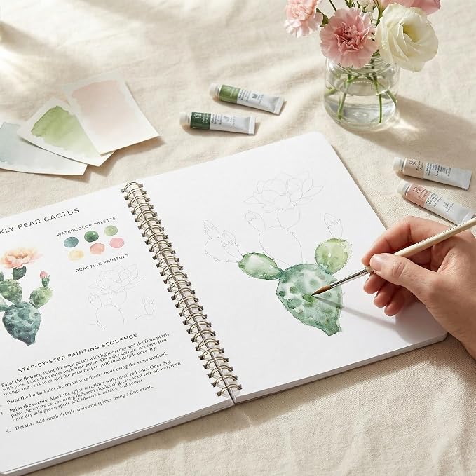 Beautiful Watercolor Book for Beginners - Guided Painting Workbook | 12 Botanical Designs on Quality Paper - Relaxing Watercolor Activity Book for Adults and the Perfect Art Gift for Women