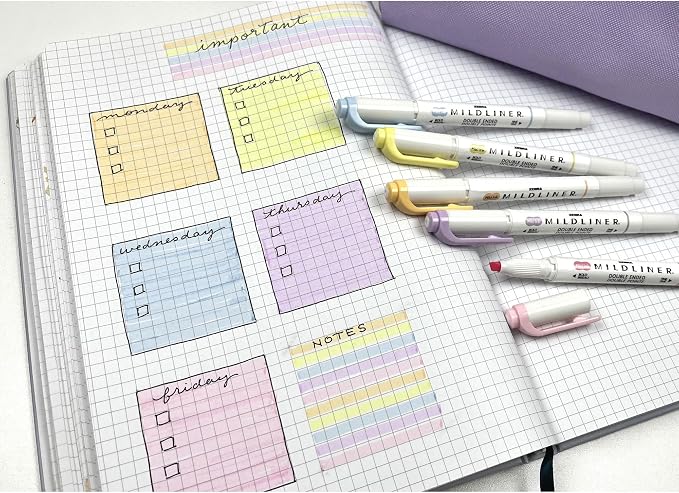 Zebra Pen MILDLINER No Bleed Highlighter, Gentle Colors, Dual Tip, 5-Pack