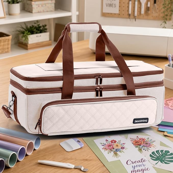 Double Layer Carrying Case with Cutting Mat Pocket & Accessories Storage