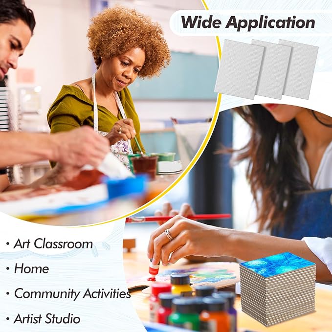 Engrowtic 50 Pcs Magnetic Painting Canvas Panels, 2 1/5 x 3 in, Rectangle
