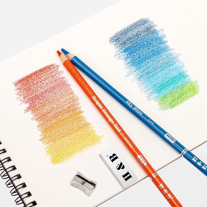 H & B 182 PCS Colored Pencils Kit, Art Supplies for Adult Coloring,Oil Based Soft Core, Ideal for Coloring Sketching Shading, Art Pencil Set for Artists, Wooden Color Pencils