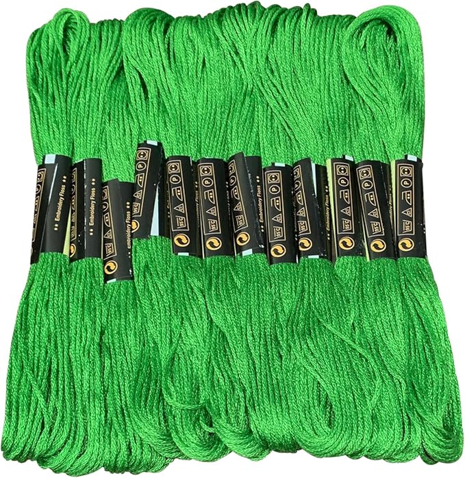 12 Skeins Embroidery Floss Light Green Color, Friendship Bracelet String Cross Stitch Embroidery Thread Floss Bracelet Making Yarn, Craft Floss(Light Green)