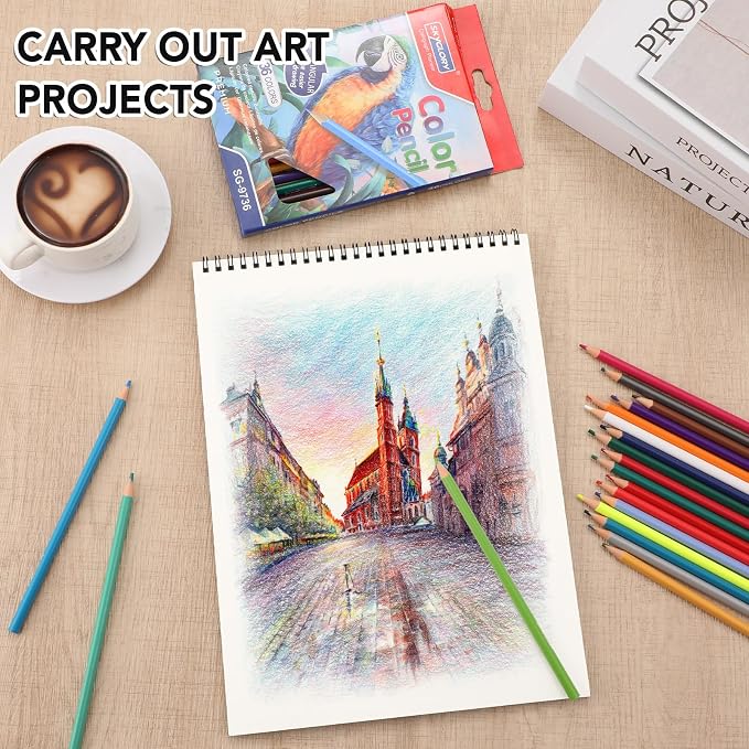 9 x 12In Sketch Book Set for Kids, 100 GSM Spiral Sketch Drawing Pad