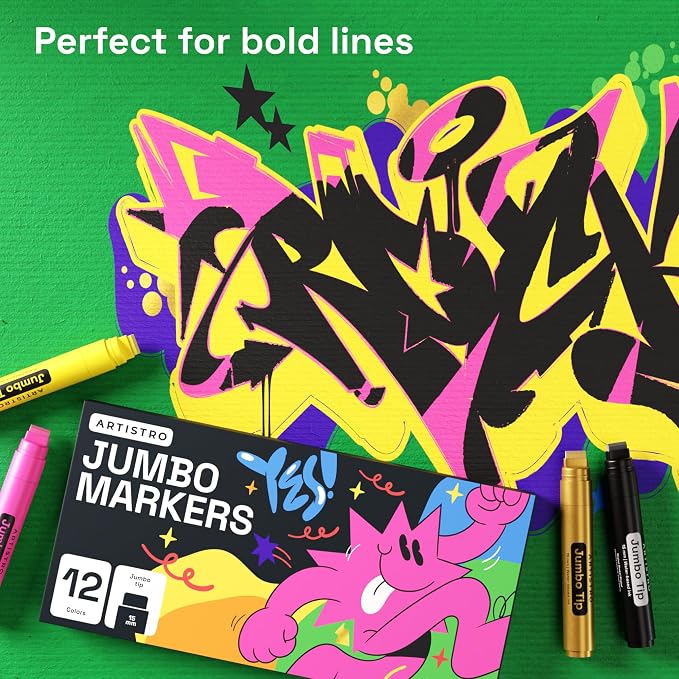 ARTISTRO 12 Multicolor Paint Pens for Glass Marking - Jumbo Tip