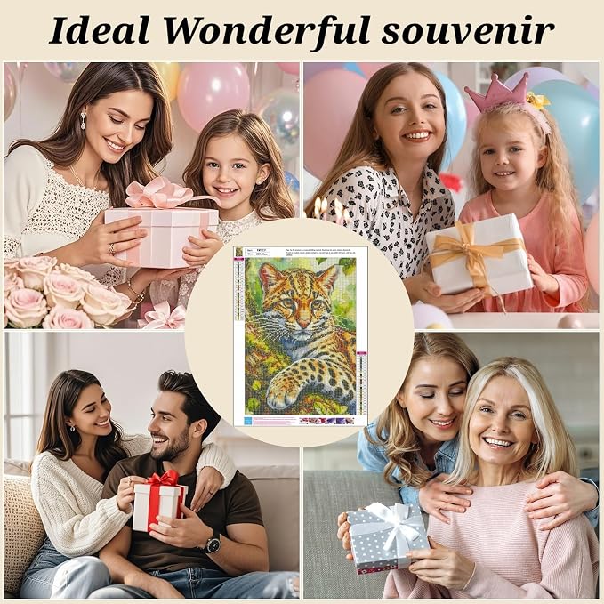 BYGFHLYW 5D Cat Diamond Painting Kit for Adults, Animal Diamond Art Kits | Full Round Drill Gem Painting Paint by Diamonds Relaxing DIY Craft for Home Wall Decor 12x16inch