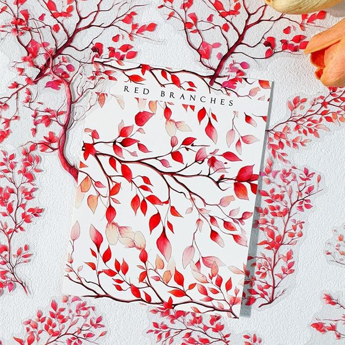 120 Pieces Botanical Colorful Branches PET Stickers, 6 Pack Aesthetic Background Decorative Stickers for Scrapbooking, Journaling, Creative Journal Supplies, and DIY Crafts