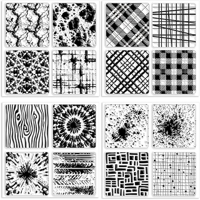 CHGCRAFT 4 Pcs 4 Styles Wood Print Polymer Clay Texture Sheets Marble Silicone Texture Stamp Clay Texture Mat Modeling Pattern Pad Texture Sheets for Making Earrings Jewerly, 5.5x5.5 inch