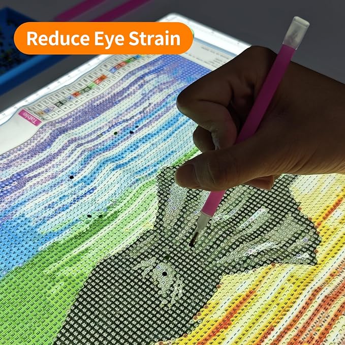 TOHETO A4 Light Board for Diamond Painting, Super Bright Magnetic Light Pad with Side Buttons, Lightbox for Tracing and Drawing, Corded Light Table for Sketching, Animation, Weeding Vinyl (White)