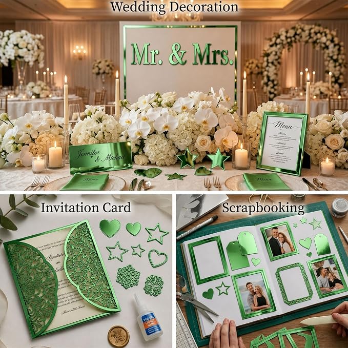 25 Sheets Metallic Grass Green Mirror Cardstock Paper 8.5 x 11 Shimmer Sheets 250gsm/92lb Heavyweight Scrapbook Paper for Certificates, Invitations, Greeting Cards, Crafts, Graduations