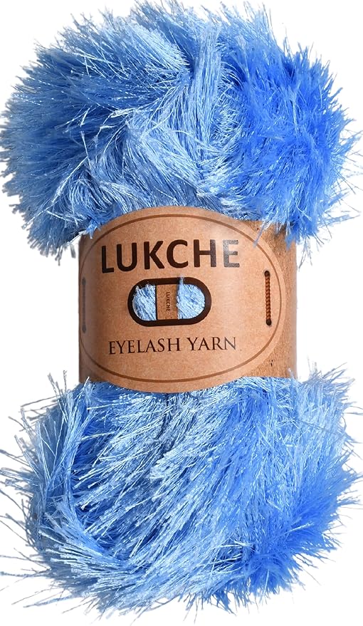 Eyelash Fun Fur Yarn Premium 100% Polyester 164 Yds (150 Mt), 3.53 Oz (100 Gr) Colorful Crochet Yarn Dıy Hand Knitting. (Blue, 1 Skein)