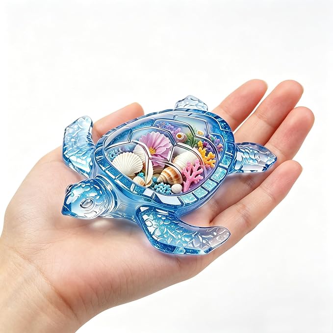 2Pc 3D Sea Turtle Silicone Resin Mold Realistic Turtle Animal Epoxy Casting Mold for DIY Garden Decor Tdesktop Ornament Wall Hanging Home Handicraft Table Decoration Keepsake Making