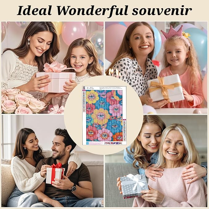 5D Diamond Painting Kit for Adults, Eye Flower Diamond Art Kits12x16In | Full Round Drill Gem Painting Paint by Diamonds Relaxing DIY Craft for Home Wall Decor