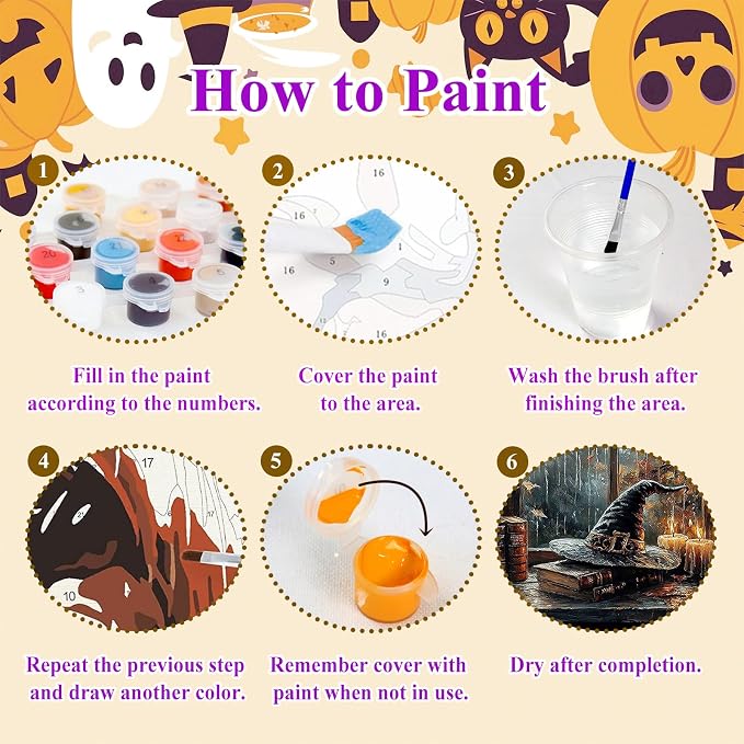 Fall Paint by Numbers Kit for Adults, Adult Paint by Number Kits 16x20 Inch | Halloween Painting by Numbers for Adults, Acrylic Paint, DIY Crafts for Adults, Ideal Gifts or Home Wall Decor, Frameless