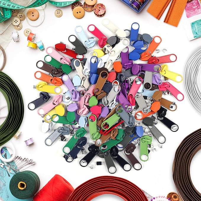 DOITEM 44.4 Yards/ 40 m 20 Pieces Assorted Colors #5 Nylon Coil Zippers, Sewing Zippers Endless Zips with 80 Pieces Zipper Sliders Zip Heads for DIY Sewing Tailor Craft Supplies