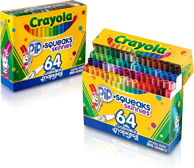 Crayola Pip-Squeaks Skinnies Washable Markers for Kids 64ct, School Supply