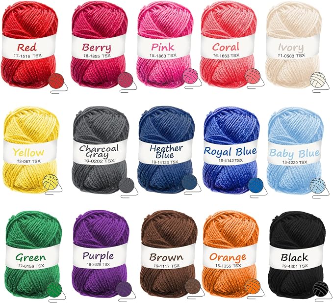 Hearth & Harbor Crochet Kit with 1500 Yards Assorted Yarn Kit, Ergonomic Hooks, Crocheting Instruction, Knitting & Crochet Supplies - Beginner Crochet Kits for Adults, Ideal for Amigurumi
