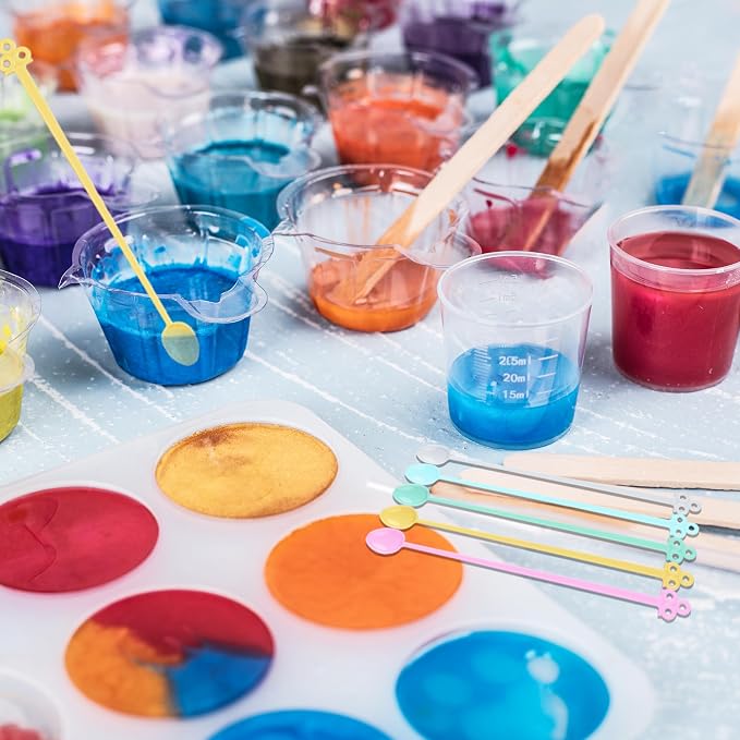 LET'S RESIN 30 ml Epoxy Mixing Cups, 200-Pack, with 50 Wooden Sticks | Disposable 30ml Measuring Cups and Wooden Stirring Sticks Support Paint Mixing, Resin Crafts and Jewelry Making