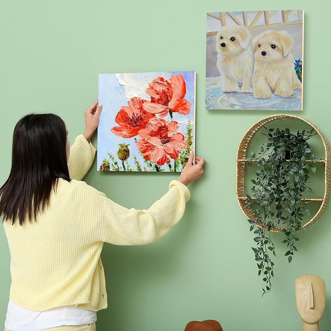 Aodaer 8 Pack Wood Panels 10 x 10 Inch Wooden Panels Canvas Unfinished Craft Wood Boards Panels for Art Crafts Acrylic and Oil Painting Pouring DIY Projects