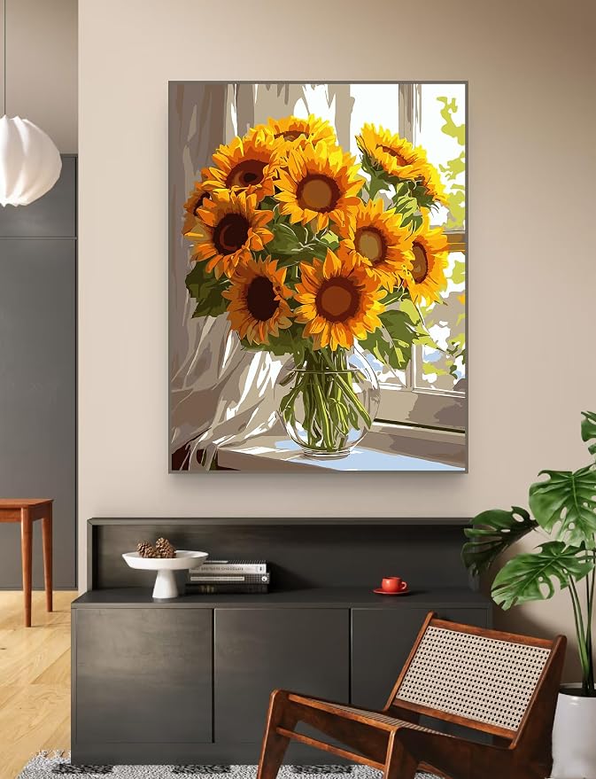 ZRIZQ Sunflower Paint by Numbers Kit for Adults Beginner,Flowers,16x20