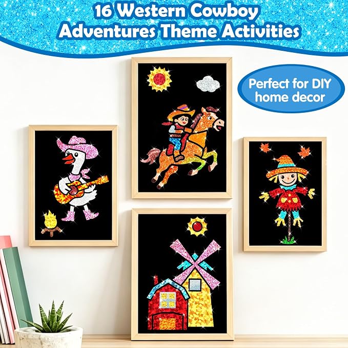 FUNNYB&G Foil Art Craft Kit for Kids, Sparkly Birthday Gift Toy for Kids | No Mess, Kids Ages 4-10 Create Sparkling Artwork, A Creative Gift for Birthdays, Holidays, Travel Activities,Screen-Free Fun