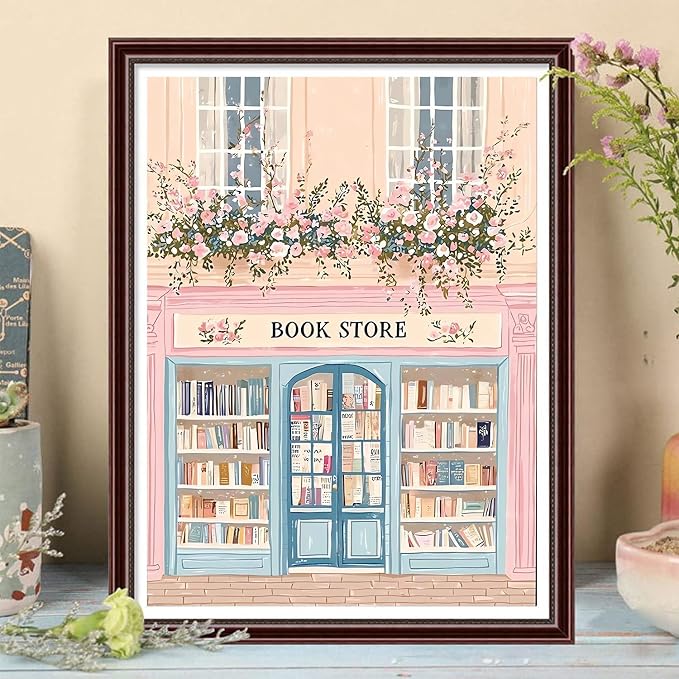 DAZZLEDOTS Diamond Art Kits for Adults Pink Book Shop Diamond Painting Kits