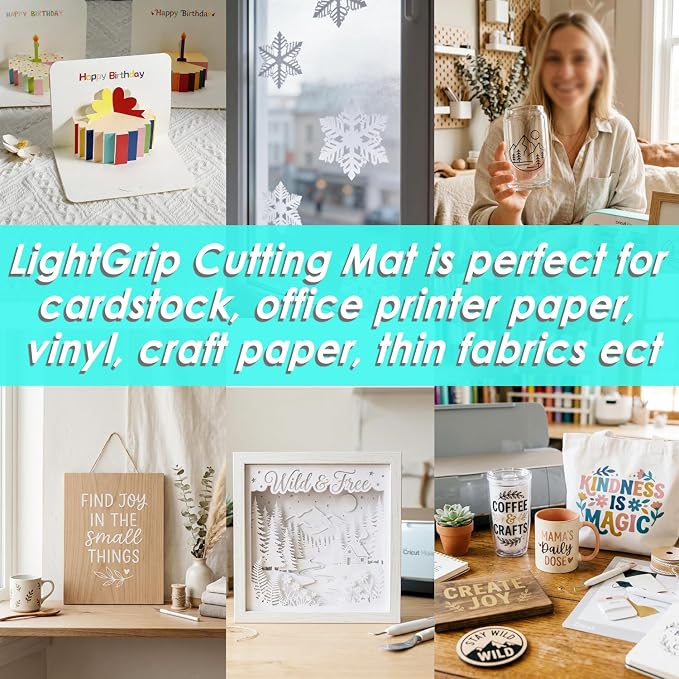 THANMAO LightGrip Cutting Mat 3 Pack, 12"x12" Light Grip Cutting Mats for Cricut Maker 3/Maker/Explore 3/Air 2/Air/One, Replacement Accessories Card, Adhesive Non-Slip Cut Mats, Blue