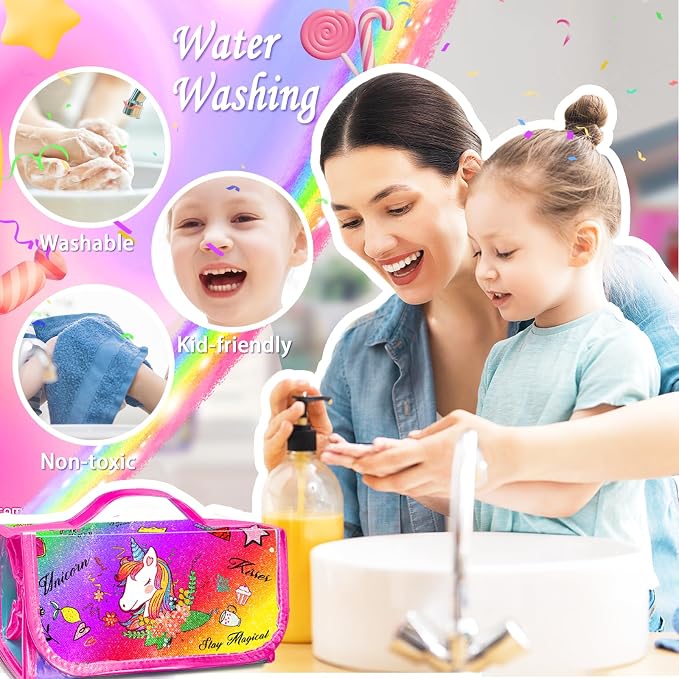 56 PCS Washable Scented Markers Set with Glitter Pencil Case, Kids Art Set