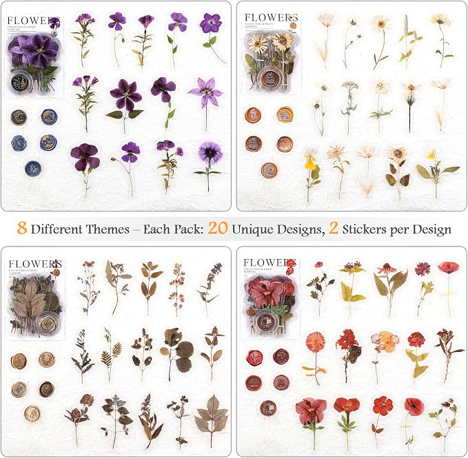 320PCS Pre-Cut Small Floral Stickers Set for Card Making