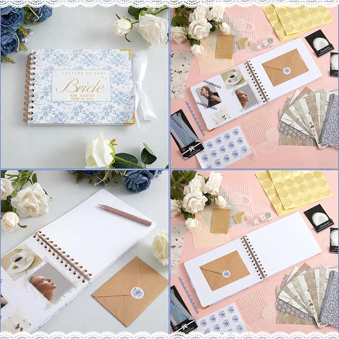 Humyoun Letters to Bride Scrapbook,10.5 X 8.25 Inch,Floral,Blue