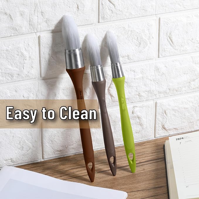 Bates- Trim Paint Brush Set, 3pcs, 5/8”, 3/4” and 1", Colorful Ergonomic Non-Slip Handle, Synthetic Bristles, Trim Brushes for Painting