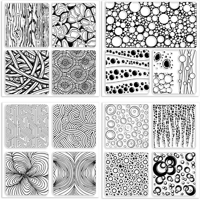 CHGCRAFT 4 Pcs 4 Styles Bubble Polymer Clay Texture Sheets Geometric Texture Silicone Texture Stamp Clay Texture Mat Modeling Pattern Pad Texture Sheets for Making Earrings Jewerly, 5.5x5.5 inch