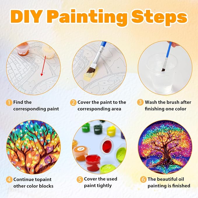 CRZMODE Tree of Life Paint by Numbers Kit for Adults, Tree of Life Paint by Numbers for Adults, Acrylic Painting Crafts for Home Decor Gift (16x20inch)