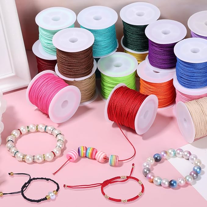 Cridoz 20 Rolls Wax String for Bracelet Making, Waxed Thread Bracelet Cord, Waxed Polyester Cord Bracelet Rope for DIY Bracelets, Necklace and Macrame