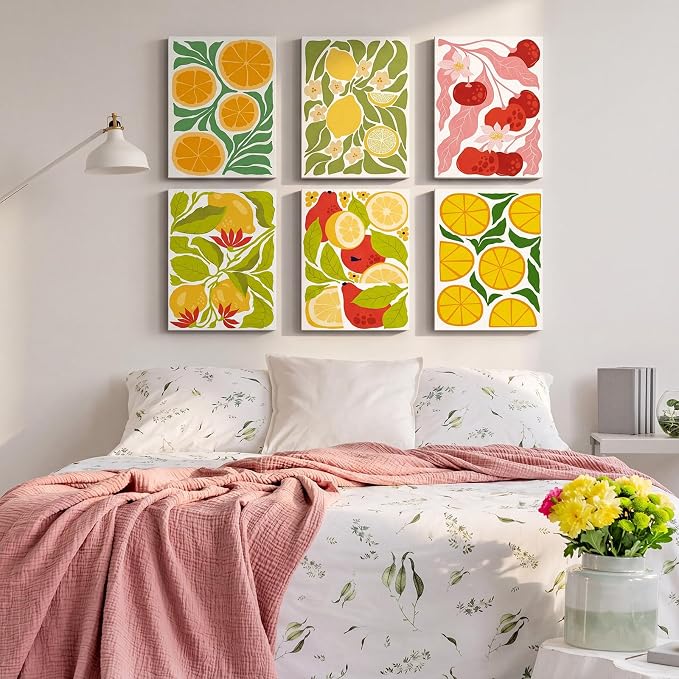RoundFunny 12Set Paint by Numbers Kit for Adult Summer Fruit Painting 8x10 | with Wooden Frame Easel Acrylic Paints Brushes Watercolor Oil, DIY Stress Relief Paint by Number for Beginner Home Wall Decor
