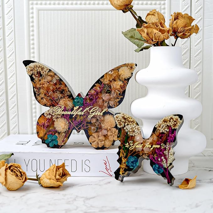 8'' Large Butterfly Resin Mold, 2 Sizes Deep Silicone Molds for Epoxy Resin | Silicone Butterfly Molds, Flexible Clear Resin Molds for Flower Preservation, Bookends, Insect Specimen, Christmas Home Decor