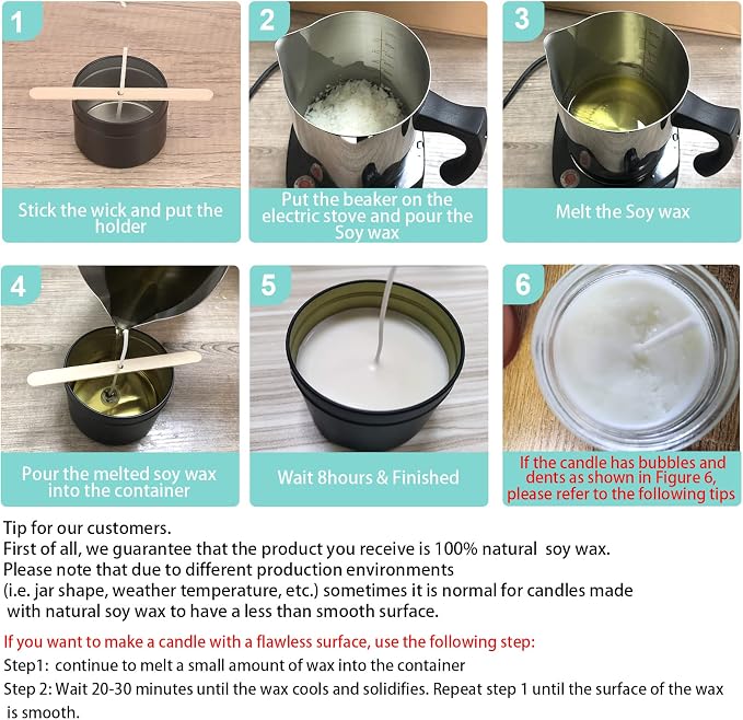 Soy Wax Candle Making Kit Supplies, Natural Candle Wax For Candle Making, DIY Art&Crafts Kit for Adults,Beginner, Including 5lbs Soy Wax Flakes, 100 Candle Wick, 10 Centering Devices, Melting Pot