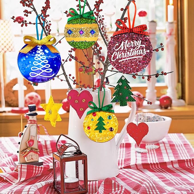Juome Christmas Ornaments Resin Molds Silicone, Christmas Molds for Epoxy | 4 Pcs Round Shape Pendant Christmas Molds for Epoxy Resin, DIY Crafts Keychain Making Christmas Tree Decorations