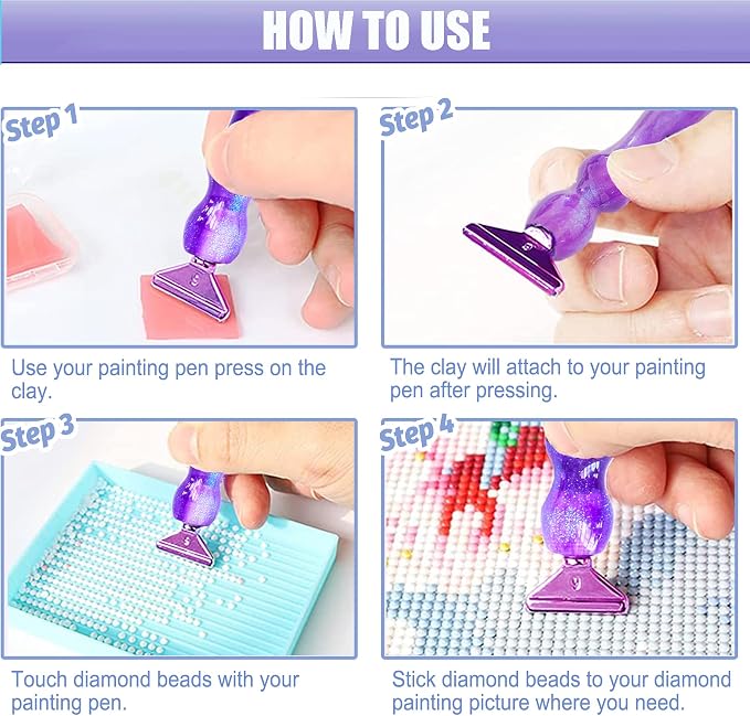 Diamond Art Pens Tools Diamond Painting Accessories Kits with Screw Metal Tips Roller Diamond Painting Pen Bead Dot Drill Pens for Diamond Art Craft Nail