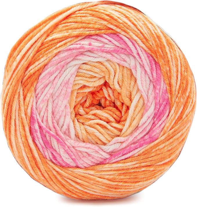 Lion Brand Yarn, Mandala Ombré Yarn, Serene, Pink Multicolor, 3 Pack | Variegated Yarn for Crochet, Knit, Crafts, Soft, Acrylic Fiber for Blankets, Worsted Weight Sweaters, Colorful Shawls
