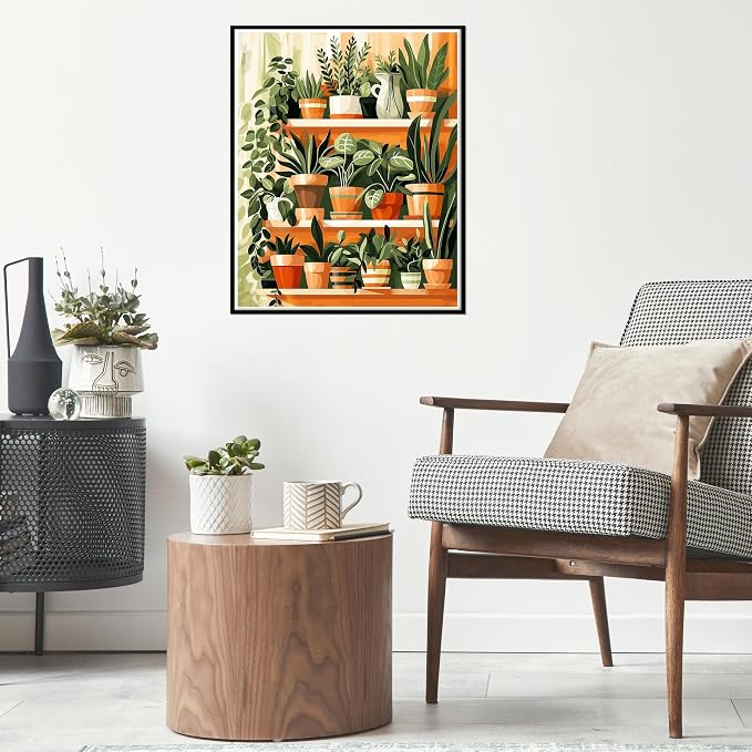Yunruily Green Plant Canvas Paint by Numbers for Adults-Paint by Numbers Adults Plant,Painting by Number Canvas for Adult for Gifts and Home Wall Decor(with Gifts Box) 16x20inch