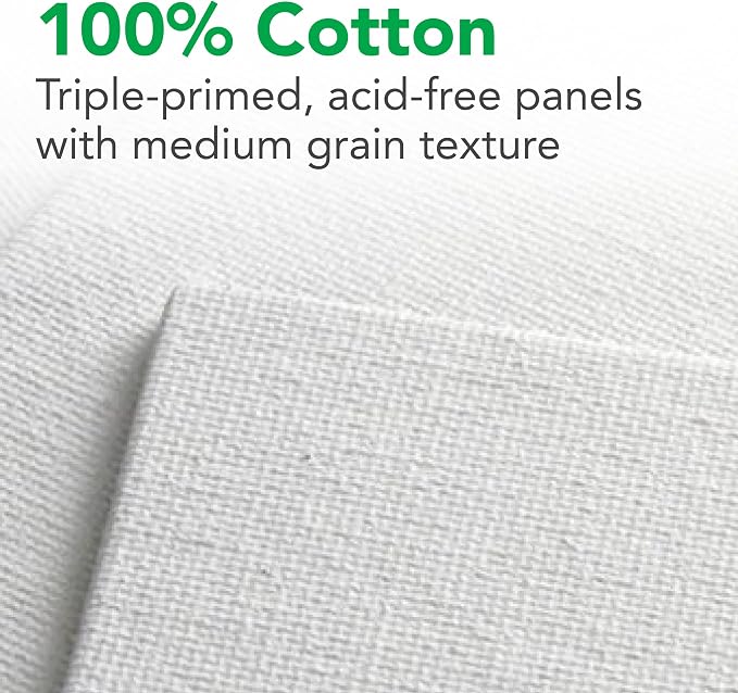 Daler-Rowney Simply Canvas Panel, 8x10 inches, 3 Pack - Artist Canvas for Oil, Acrylic, Pouring & Mixed Media - 100% Cotton, Triple Primed