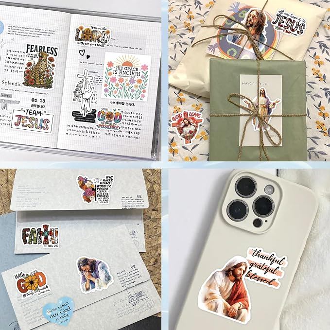 Inspirational Bible Verse Stickers Book, 28 Pages 353 Pcs Religious Scripture Stickers for Women and Adults Bible Journaling and Water Bottle