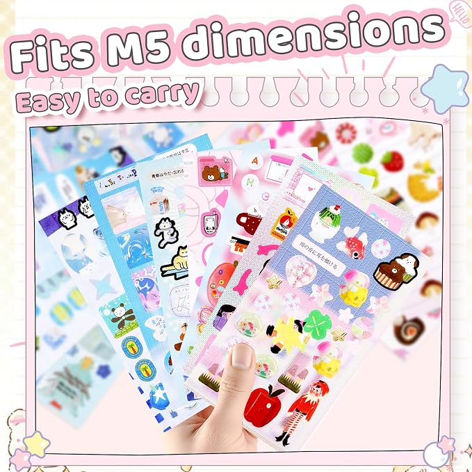 Tmtains 40 Sheets Kawaii Japanese Sticker Book for Planners Manga Books Style Sticker Aesthetic Japanese Korean Stickers Book for Adults Scrapbooking Notebook Junk Journal Supplies (Powder Blue Duo)