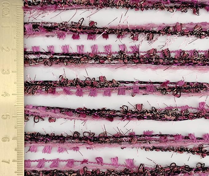 Artisanal Yarn Collection Multifiber Fancy Yarn for Knitting Crocheting Crafts DIY, Set of 3 Rolls (Dark Rose)