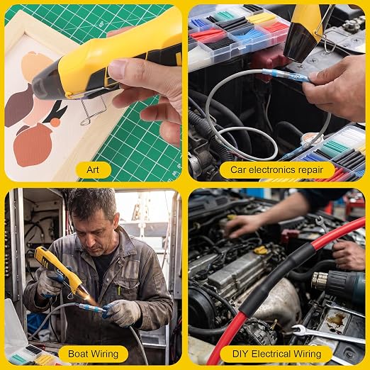 600Pcs Heat Shrink Tubing Kit with 350W 2-Temp Mini Heat Gun (5FT)
