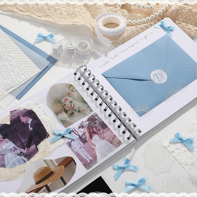 Humyoun Letters to Bride Scrapbook,8.5 X 7 Inch,Bow,Blue